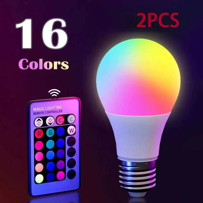 16 Colors RGB Bulb LED Multicolor Bulb E27 220V Household Lighting Dimmable 24 Key Remote Control Smart Lamp Atmosphere Light Éditions Traditions & Modernité Inc. 186083089;20260613;17813862151Bqxm
