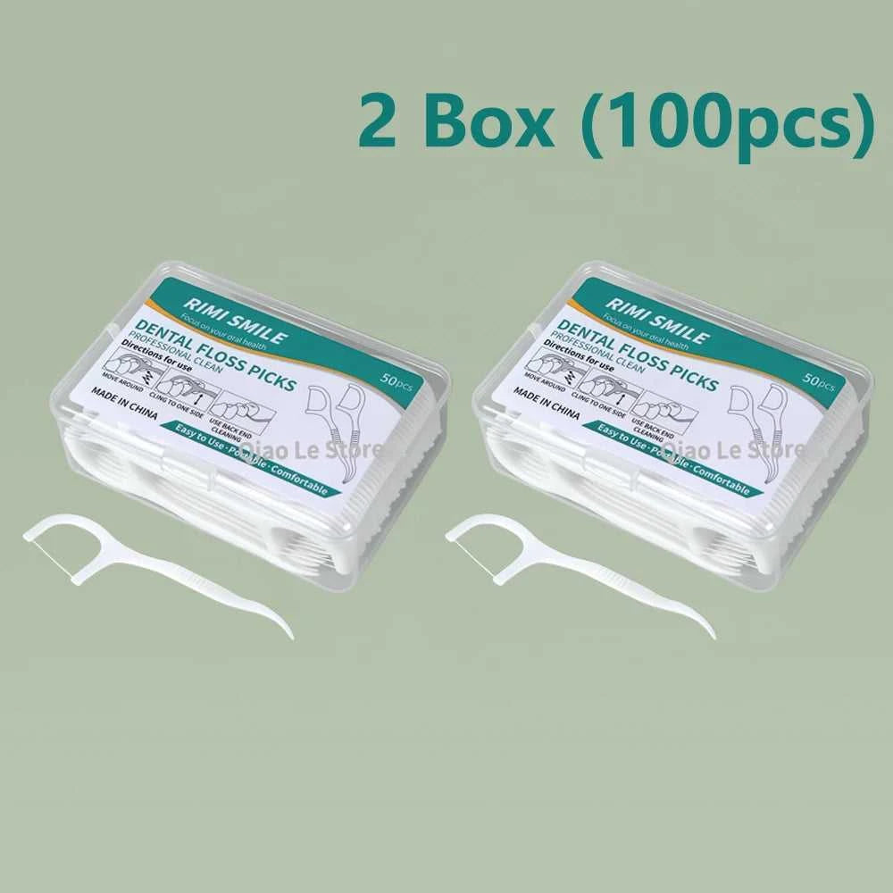 1/2/5/10 Box Portable Disposable Dental Floss Plastic Toothpick High-tension Dental Floss Stick Dental Floss Box Oral Care