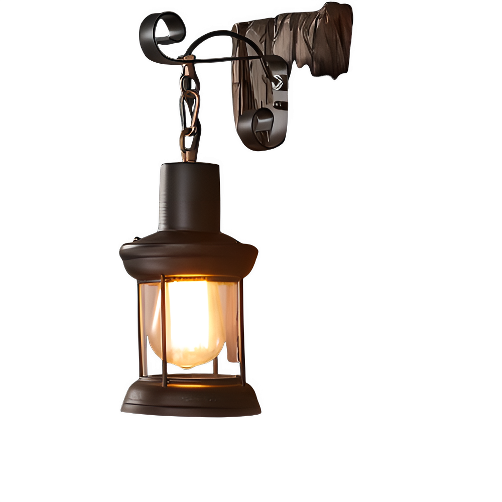 Rustic Wood and Iron Wall Sconce for Warm Lighting