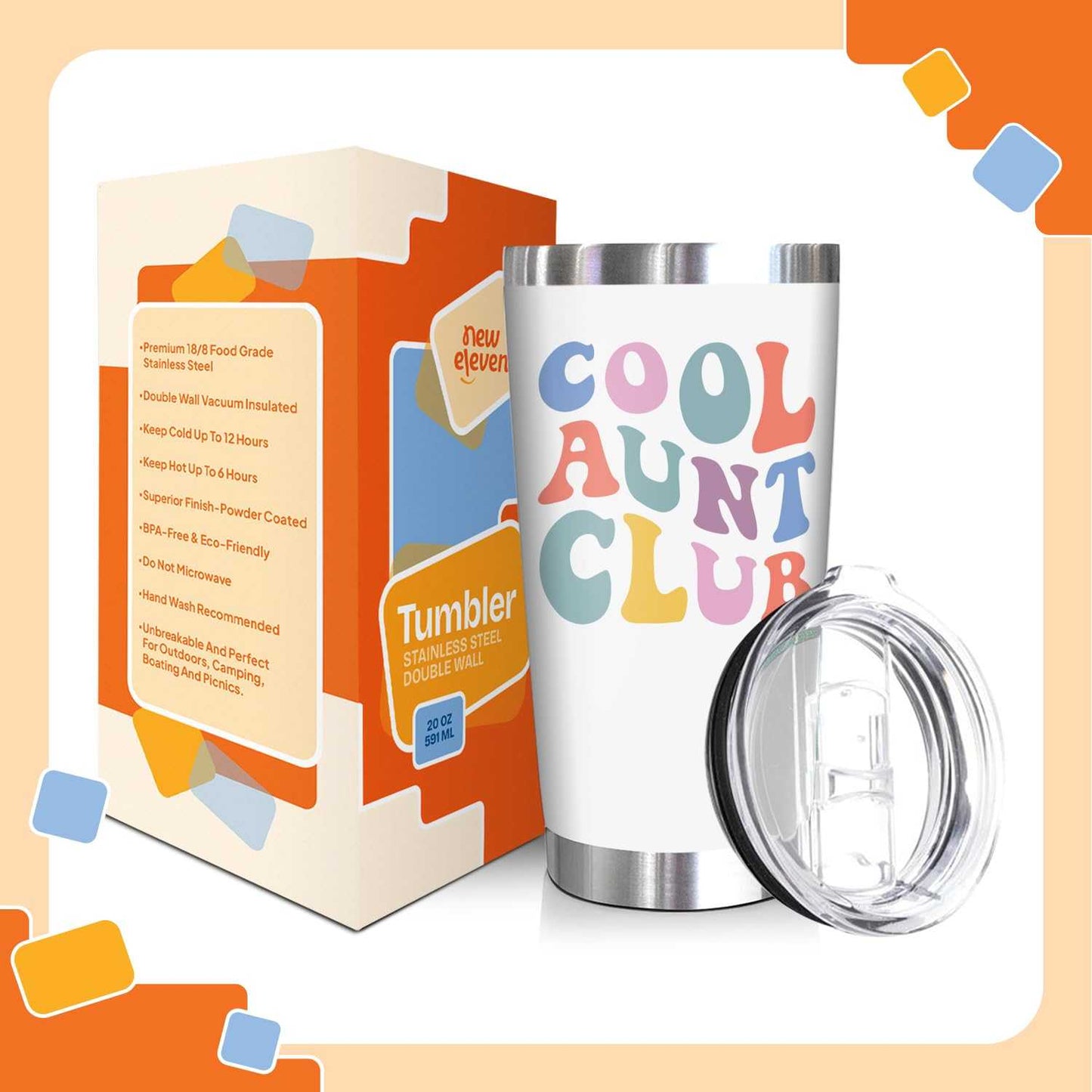 NewEleven Fathers Day Gift For Dad - Dad Birthday Gifts From Daughter, Son, Kids - Birthday Present Ideas For Father - 20 Oz Tumbler Kitchen & Dining Éditions Traditions & Modernité Inc. B0CM5RJ8VD