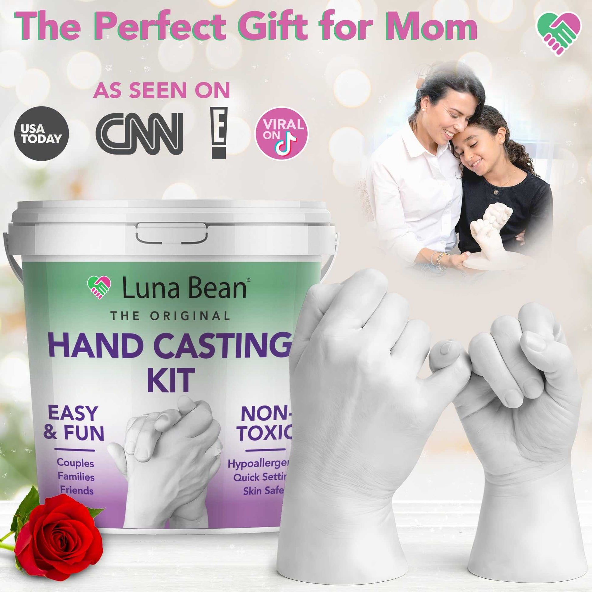 Luna Bean Hand Casting Kit - Valentines Day Gifts for Her Wife Him Men Husband, Engagement Gifts for Couples Anniversary Wedding Bridal Shower, Mom Kids Valentine’s Girlfriend Boyfriend Hand Molding Beading & Jewelry Making Éditions Traditions & Modernité Inc. B01E4LWBLQ