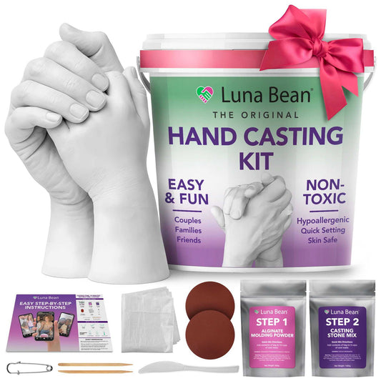 Luna Bean Hand Casting Kit - Valentines Day Gifts for Her Wife Him Men Husband, Engagement Gifts for Couples Anniversary Wedding Bridal Shower, Mom Kids Valentine’s Girlfriend Boyfriend Hand Molding Beading & Jewelry Making Éditions Traditions & Modernité Inc. B01E4LWBLQ