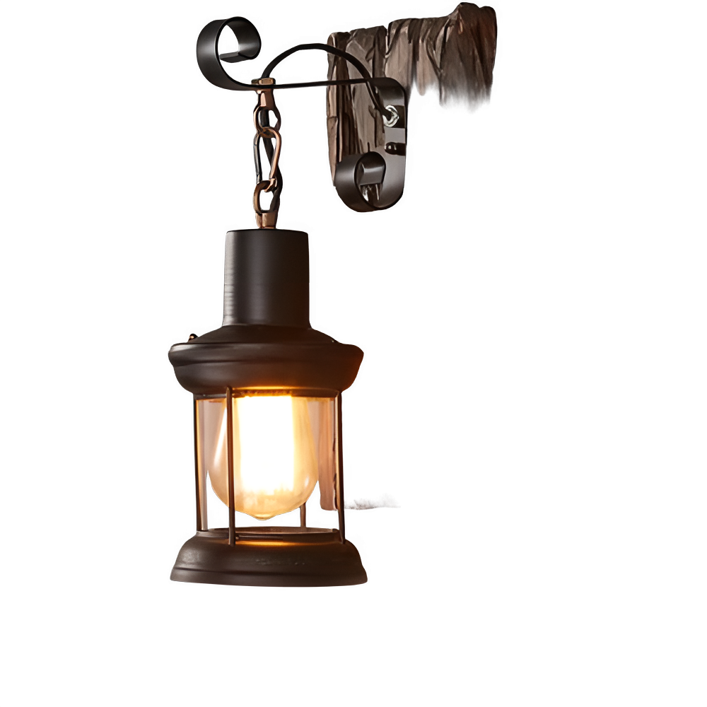 Rustic Wood and Iron Wall Sconce for Warm Lighting
