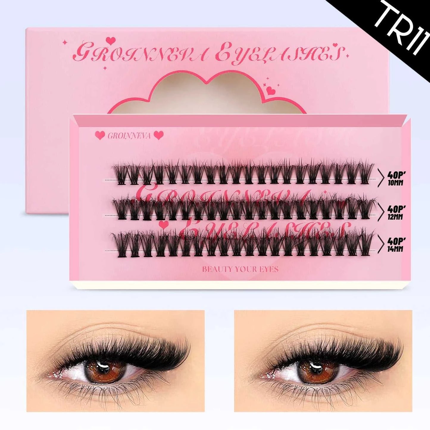 GROINNEYA Lashes Cluster DIY Lash Extension Mixed Tray Clusters Eyelashes Fluffy Volume Individual Lashes Cat Eye Lash Extension Éditions Traditions & Modernité Inc. 185979151;20260611;1781192859RIa3O