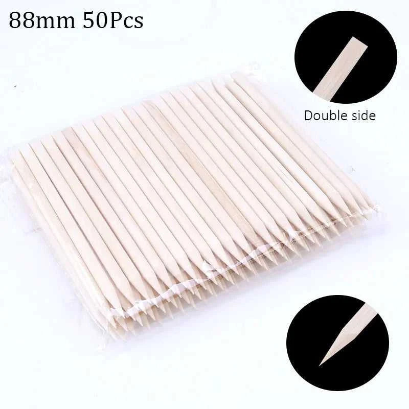 100/50pcs Nail Art Pusher Orange Wood Sticks Cuticle Pusher Remover Rhinestones Dotting Removal Manicure Pedicure Care Tools