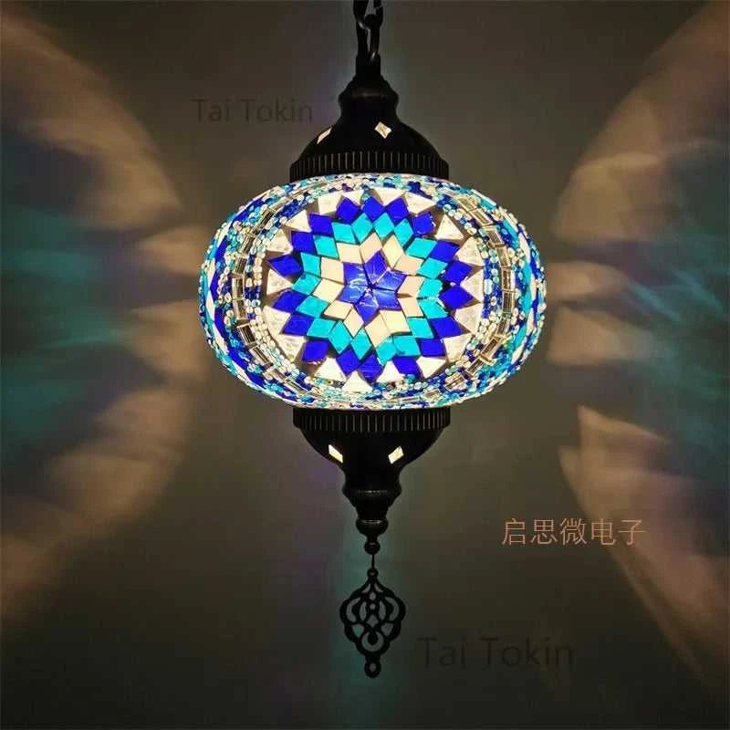 Handmade Turkish Mosaic Glass Pendant Light Tree Lamp