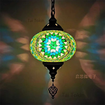 Handmade Turkish Mosaic Glass Pendant Light Tree Lamp