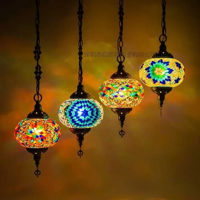 Handmade Turkish Mosaic Glass Pendant Light Tree Lamp