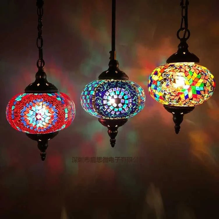 Handmade Turkish Mosaic Glass Pendant Light Tree Lamp