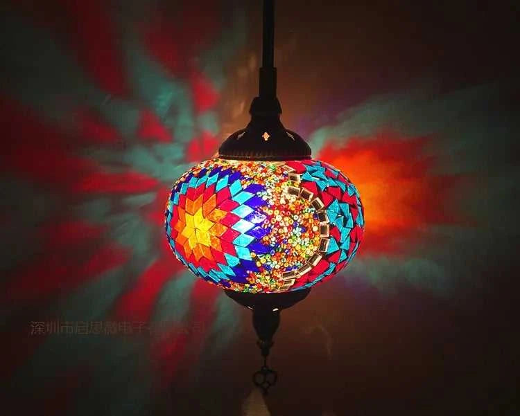 Handmade Turkish Mosaic Glass Pendant Light Tree Lamp