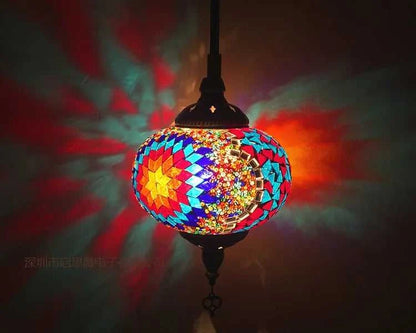 Handmade Turkish Mosaic Glass Pendant Light Tree Lamp