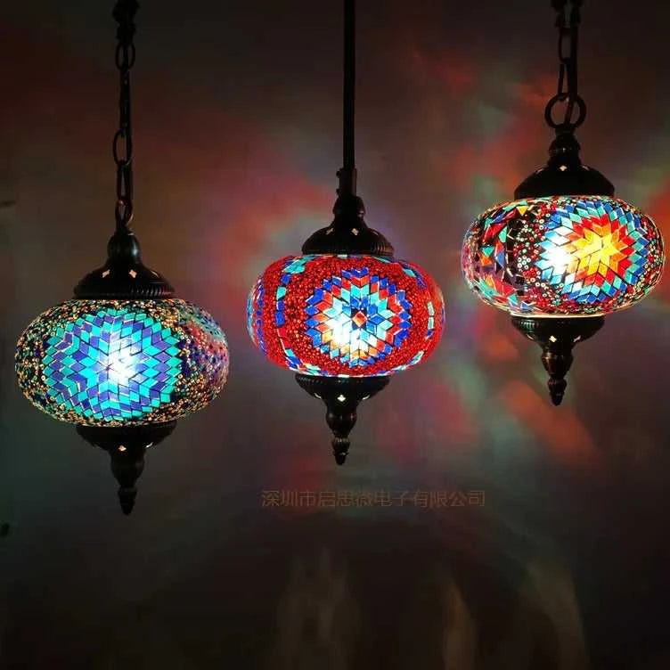 Handmade Turkish Mosaic Glass Pendant Light Tree Lamp