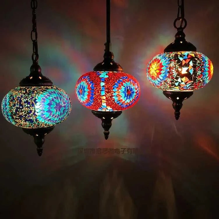 Handmade Turkish Mosaic Glass Pendant Light Tree Lamp