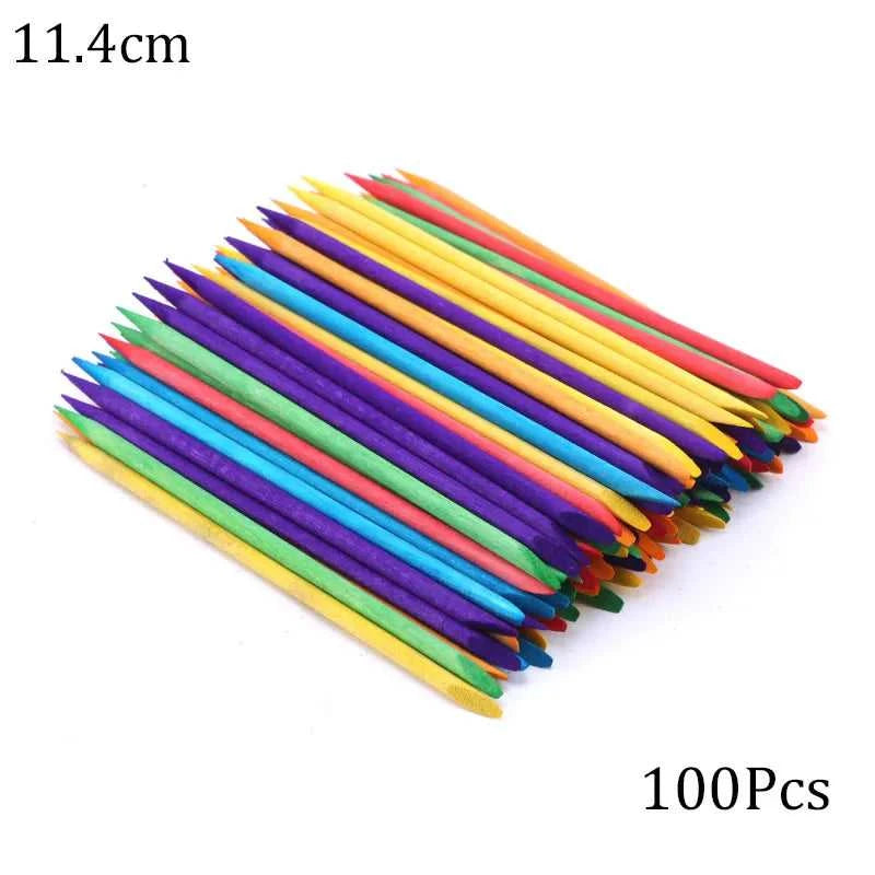 100/50pcs Nail Art Pusher Orange Wood Sticks Cuticle Pusher Remover Rhinestones Dotting Removal Manicure Pedicure Care Tools
