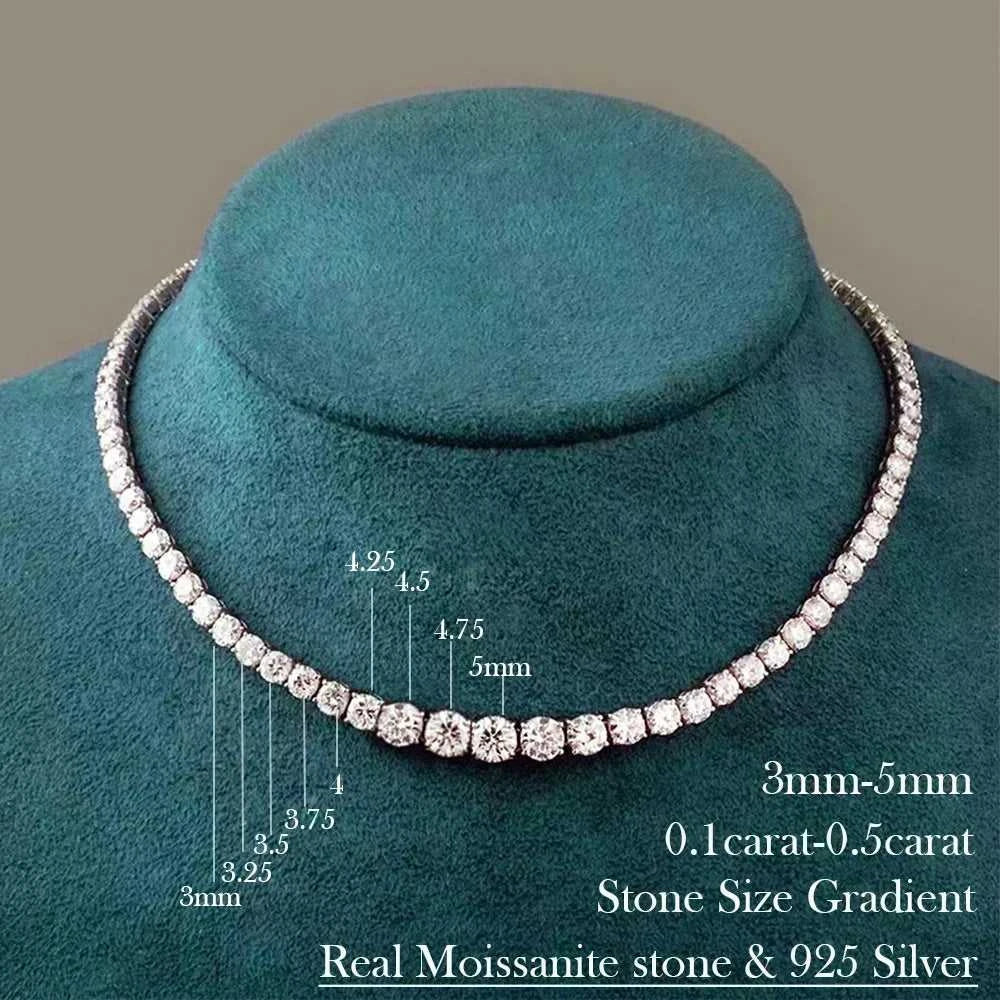 Moissanite Diamond Tennis Necklace with Certificate 3-5mm Size Gradient Diamond Riviera Necklace S925 Silver Choker for Women Éditions Traditions & Modernité Inc. 186643194;20260626;1782518397PPBVW