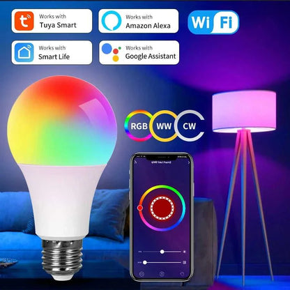 Tuya Smart WiFi LED Light Bulbs 220V 110V 10W 15W 20W E27 Alexa LED Lamp RGB Smart Life APP Google Assisatnt Voice Control Éditions Traditions & Modernité Inc. 185982787;20260611;1781193965AMS5H