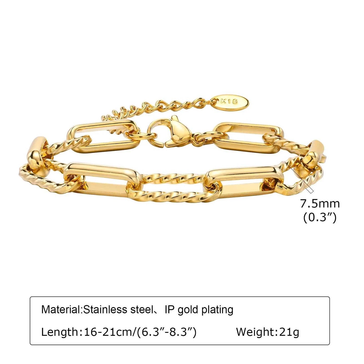 Waterproof Stainless Steel Chain Bracelets For Women , Gold Plated Fashion Stackable Link Bracelet Gifts Éditions Traditions & Modernité Inc. 186728019;20260628;1782690788FoP8H