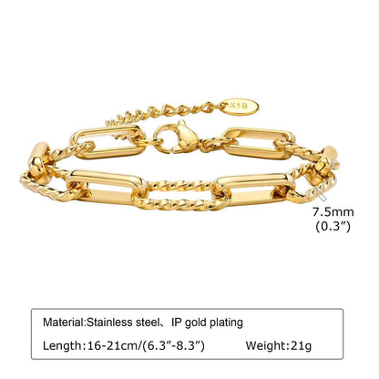 Waterproof Stainless Steel Chain Bracelets For Women , Gold Plated Fashion Stackable Link Bracelet Gifts Éditions Traditions & Modernité Inc. 186728019;20260628;1782690788FoP8H