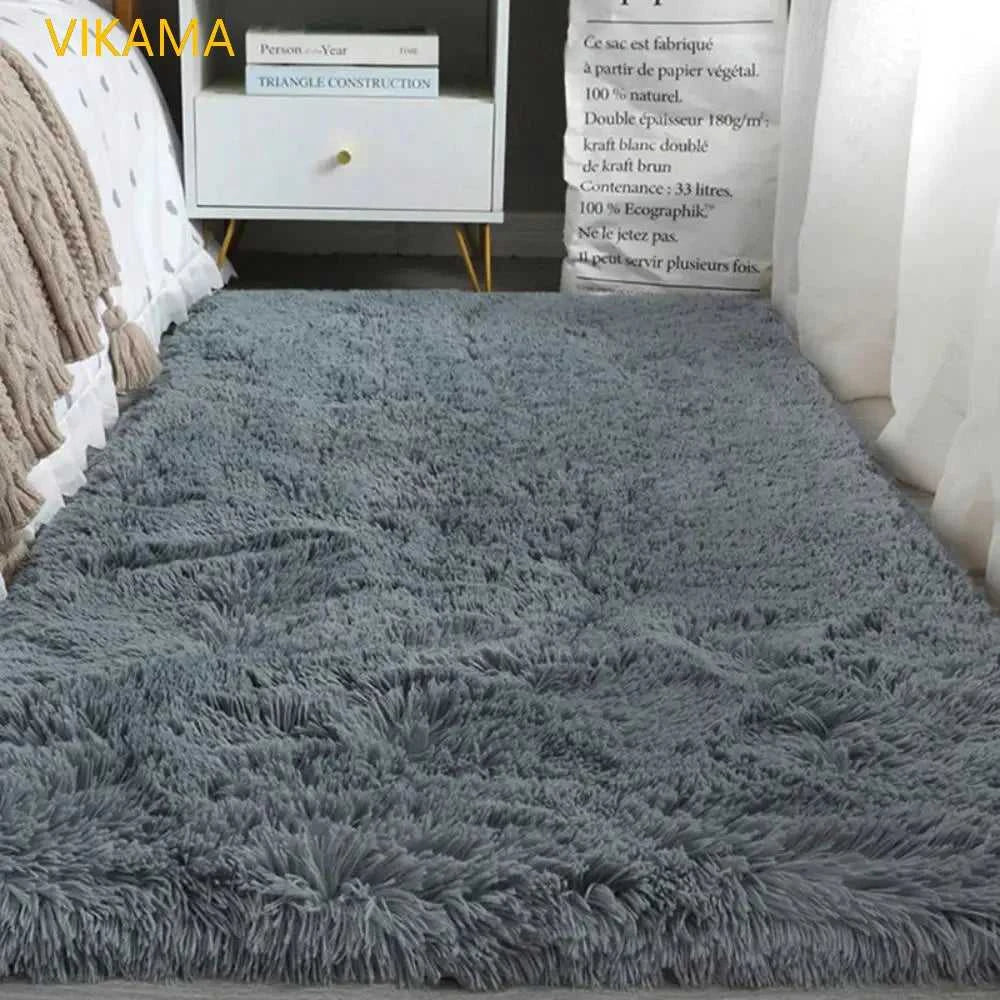 VIKAMA Simple Silk Wool Plush Carpet Bedroom Living Room Bed Blanket Solid Color High-Grade Soft Blanket Room Coffee Table Mat Éditions Traditions & Modernité Inc. 186643081;20260626;1782518268vdaCn