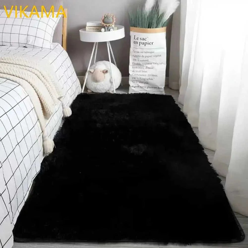 VIKAMA Simple Silk Wool Plush Carpet Bedroom Living Room Bed Blanket Solid Color High-Grade Soft Blanket Room Coffee Table Mat Éditions Traditions & Modernité Inc. 186643081;20260626;1782518268vdaCn