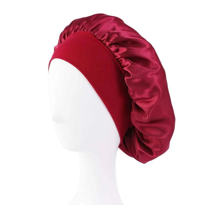 Women's Satin Solid Bonnets Wide-brimmed Night Sleeping Bathing Hat Unisex Head Wrap Elastic Band Cap Hair Care Bonnet Éditions Traditions & Modernité Inc. 185982499;20260611;1781193899An1Ce