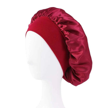 Women's Satin Solid Bonnets Wide-brimmed Night Sleeping Bathing Hat Unisex Head Wrap Elastic Band Cap Hair Care Bonnet Éditions Traditions & Modernité Inc. 185982499;20260611;1781193899An1Ce