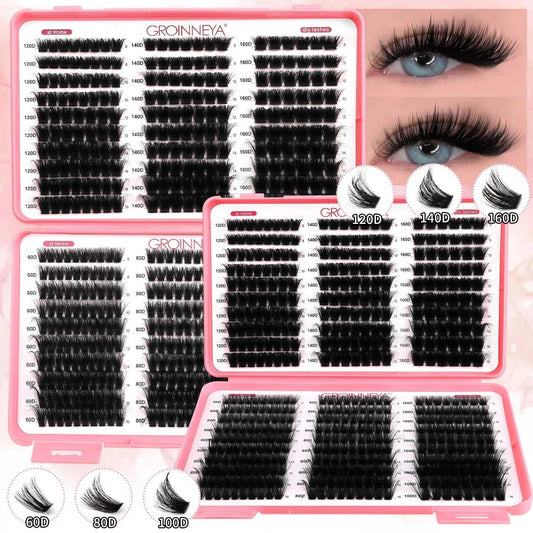 GROINNEYA Lashes Cluster DIY Lash Extension Mixed Tray Clusters Eyelashes Fluffy Volume Individual Lashes Cat Eye Lash Extension Éditions Traditions & Modernité Inc. 185979151;20260611;1781192859RIa3O