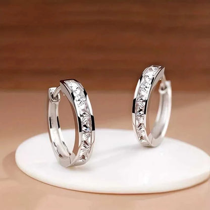 Huitan Classic Design Women Hoop Earrings Full with Princess Square CZ Simple and Elegant Female Accessories Versatile Jewelry Éditions Traditions & Modernité Inc. 186728028;20260628;1782690798ErevY