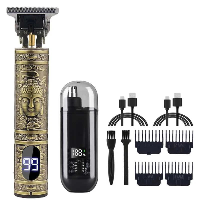 T9 Vintage Men's Electric Hair Clipper Beard Trimmer/Rechargeable Hair Cutting Machine With Nose Hair Trimmer Kit Boyfriend Gift Éditions Traditions & Modernité Inc. 186728141;20260629;1782691575zZ2px