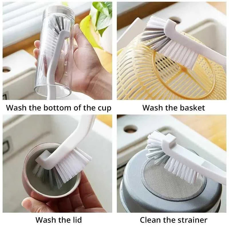 Japanese Sink & Motorcycle Cleaning Brush - Long Handle Elbow Design for Tail Holes & Crevices