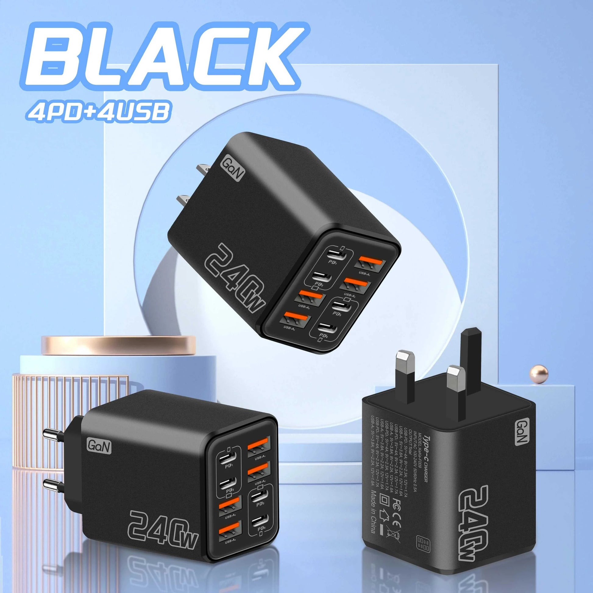 240W GaN USB C Charger 8 in 1 Fast Charging Phone Charger Power Adapter For iPhone Samsung Xiaomi Type C EU/US Plug Wall Charger Éditions Traditions & Modernité Inc. 185979925;20260611;1781193481DRrvp