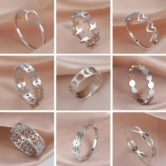 Skyrim Stainless Steel Ring Heart Star Flower