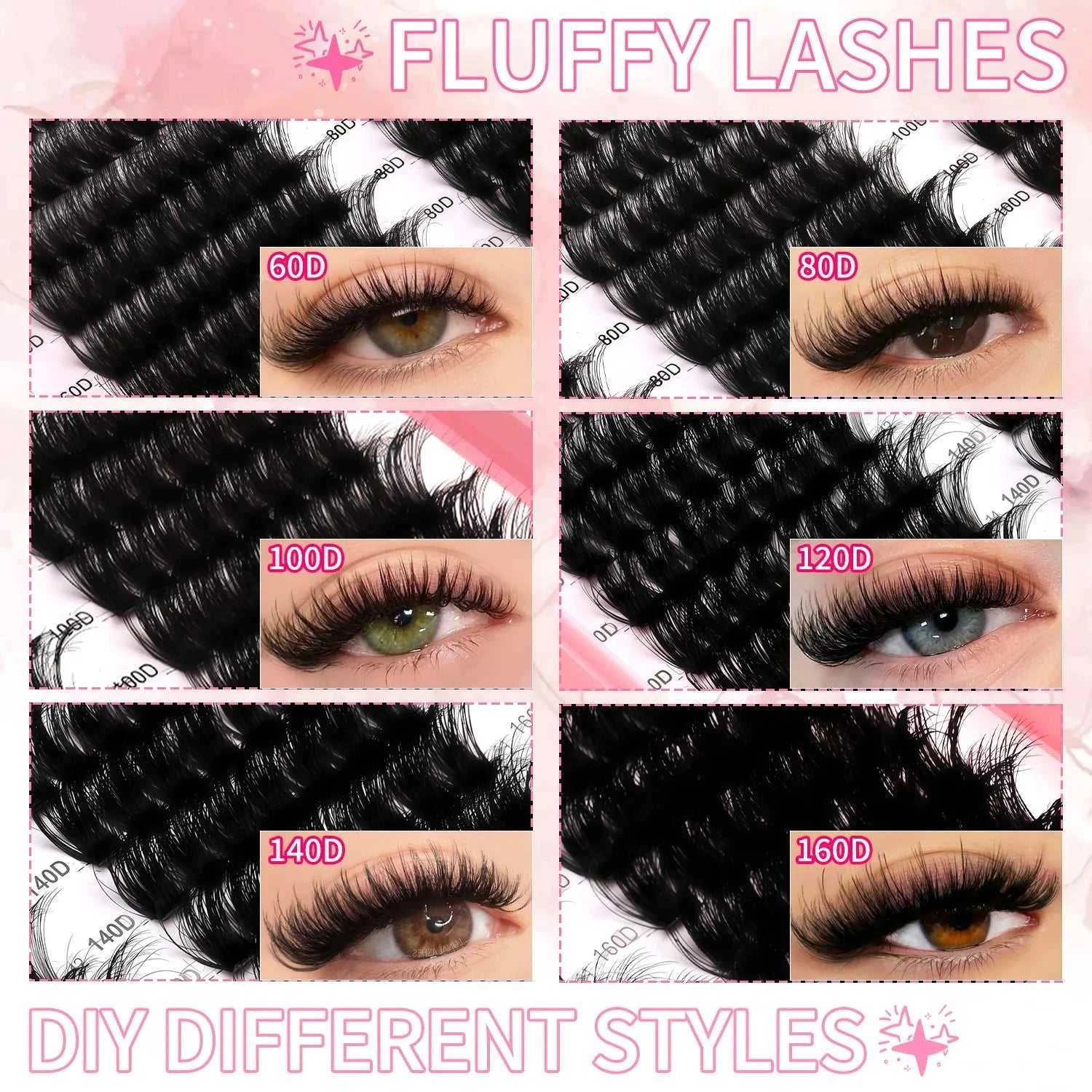 GROINNEYA Lashes Cluster DIY Lash Extension Mixed Tray Clusters Eyelashes Fluffy Volume Individual Lashes Cat Eye Lash Extension Éditions Traditions & Modernité Inc. 186225755;20260617;1781706031DJs8g