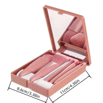 5Pcs Portable Makeup Brush Set With Mirror - Foldable Travel Kit ，Mini Makeup Brush Set Travel Makeup Brush Set Éditions Traditions & Modernité Inc. 185979891;20260611;1781193454rKqfW