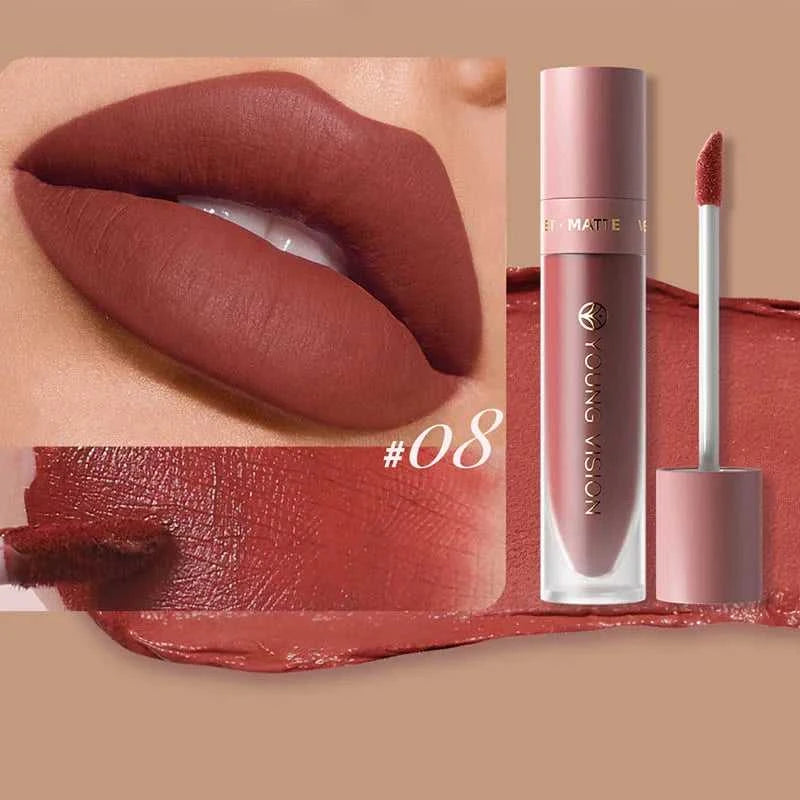 DUNUF 8-color matte velvet smooth easy-to-apply square tube lip gloss waterproof three-dimensional plumping lipstick