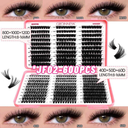 GROINNEYA Lashes Cluster DIY Lash Extension Mixed Tray Clusters Eyelashes Fluffy Volume Individual Lashes Cat Eye Lash Extension Éditions Traditions & Modernité Inc. 186225755;20260617;1781706031DJs8g