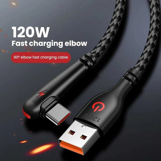 120W USB To Type-C Cable 90 Degree Elbow Mobile Phone Fast Charging For Huawei Mate 40 30 Xiaomi Samsung Phone Charging Cord [[product_type]] Éditions Traditions & Modernité Inc. 14:10#Red;200001036:200007624#USB to Type-c 2M