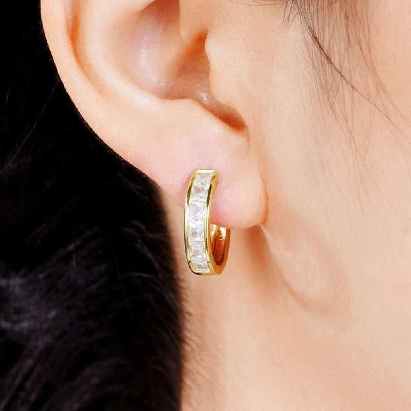 Huitan Classic Design Women Hoop Earrings Full with Princess Square CZ Simple and Elegant Female Accessories Versatile Jewelry Éditions Traditions & Modernité Inc. 186728028;20260628;1782690798ErevY