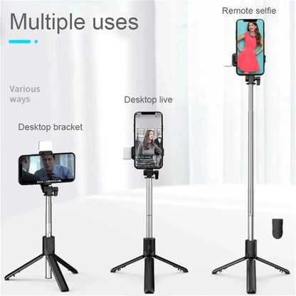 Portable Bluetooth Selfie Stick Tripod Holder with Remote Shutter Fill Light Extendable Wireless Remote Retractable Phone Stand Éditions Traditions & Modernité Inc. 185980761;20260611;1781193677MO1IM
