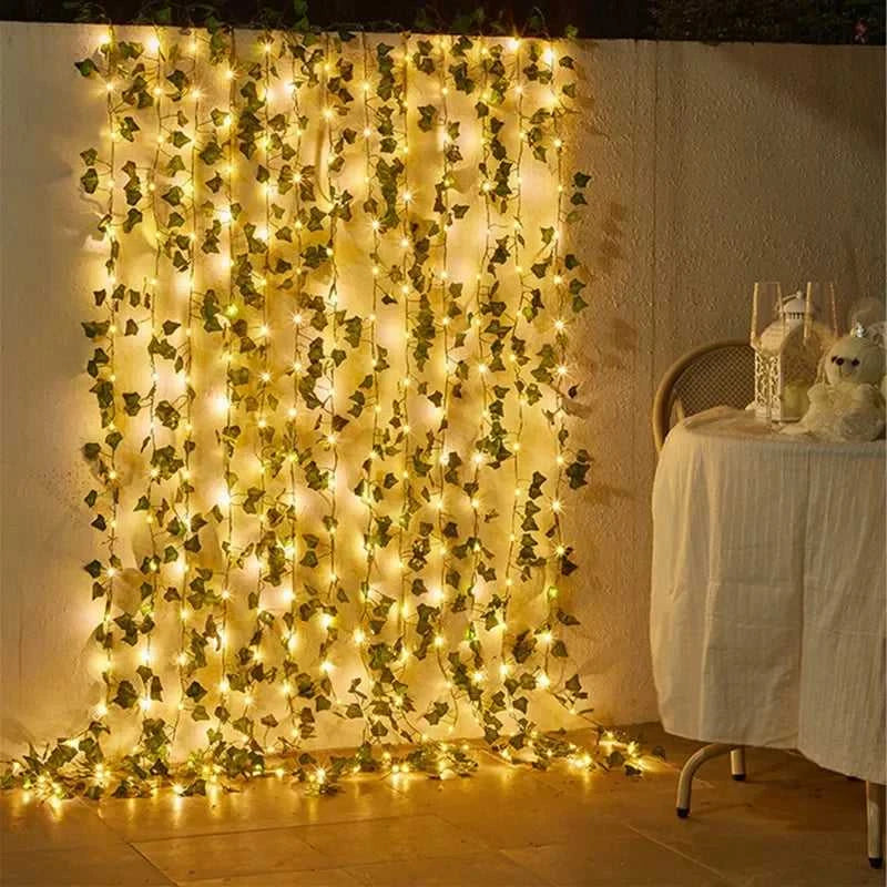 Flower Green Leaf String Lights Artificial Vine Fairy Lights Battery Powered Christmas Tree Garland Light for Weeding Home Decor Éditions Traditions & Modernité Inc. 186608792;20260626;178248998201ZML