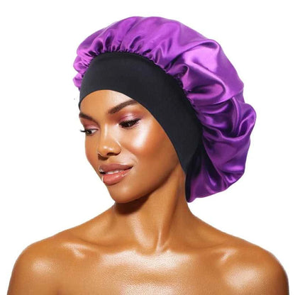 Women's Satin Solid Bonnets Wide-brimmed Night Sleeping Bathing Hat Unisex Head Wrap Elastic Band Cap Hair Care Bonnet Éditions Traditions & Modernité Inc. 185982499;20260611;1781193899An1Ce