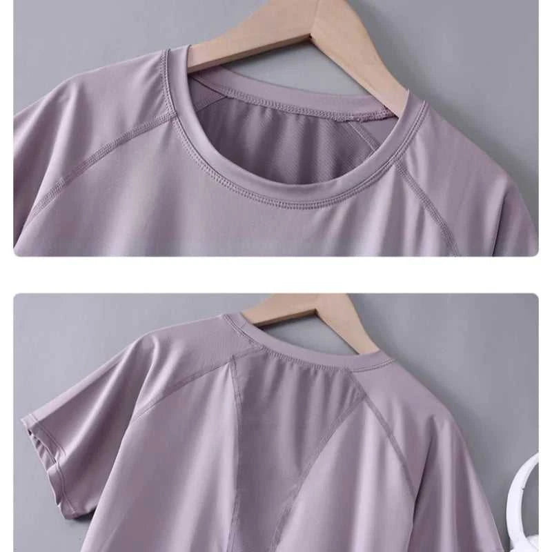 DRUR Yoga Tops Sportswear Woman Gym Shirts Breathable Quick Dry Short Sleeve Workout T Shirt Jogger Running T Shirt Yogawear New Éditions Traditions & Modernité Inc. 186642898;20260626;1782518066h8DUI