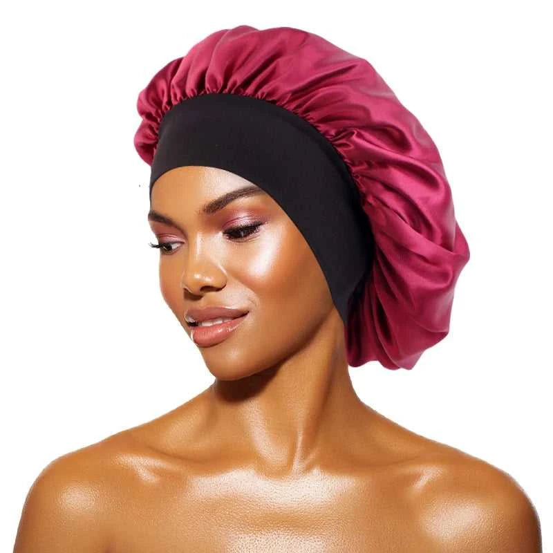 Women's Satin Solid Bonnets Wide-brimmed Night Sleeping Bathing Hat Unisex Head Wrap Elastic Band Cap Hair Care Bonnet Éditions Traditions & Modernité Inc. 185982499;20260611;1781193899An1Ce