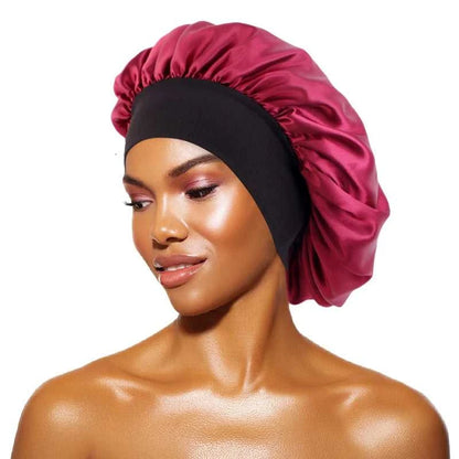 Women's Satin Solid Bonnets Wide-brimmed Night Sleeping Bathing Hat Unisex Head Wrap Elastic Band Cap Hair Care Bonnet Éditions Traditions & Modernité Inc. 185982499;20260611;1781193899An1Ce