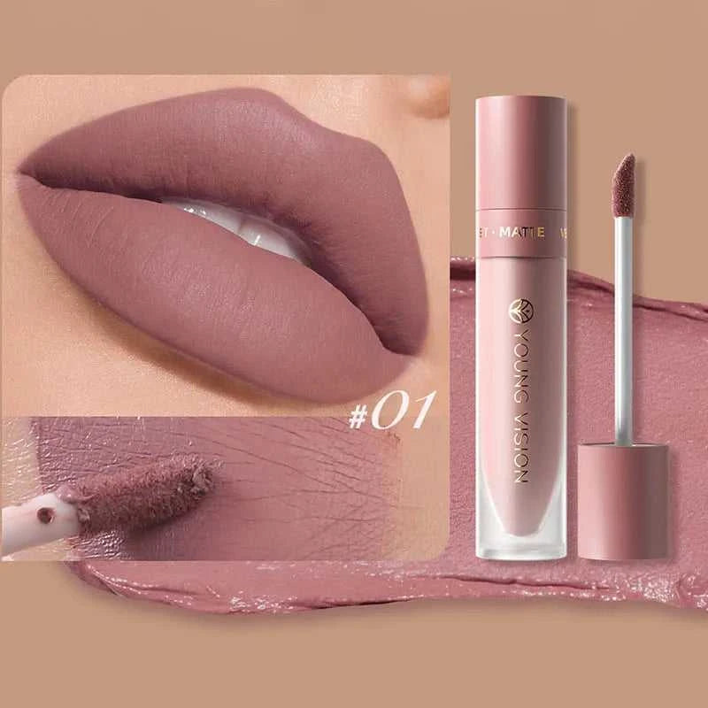 DUNUF 8-color matte velvet smooth easy-to-apply square tube lip gloss waterproof three-dimensional plumping lipstick