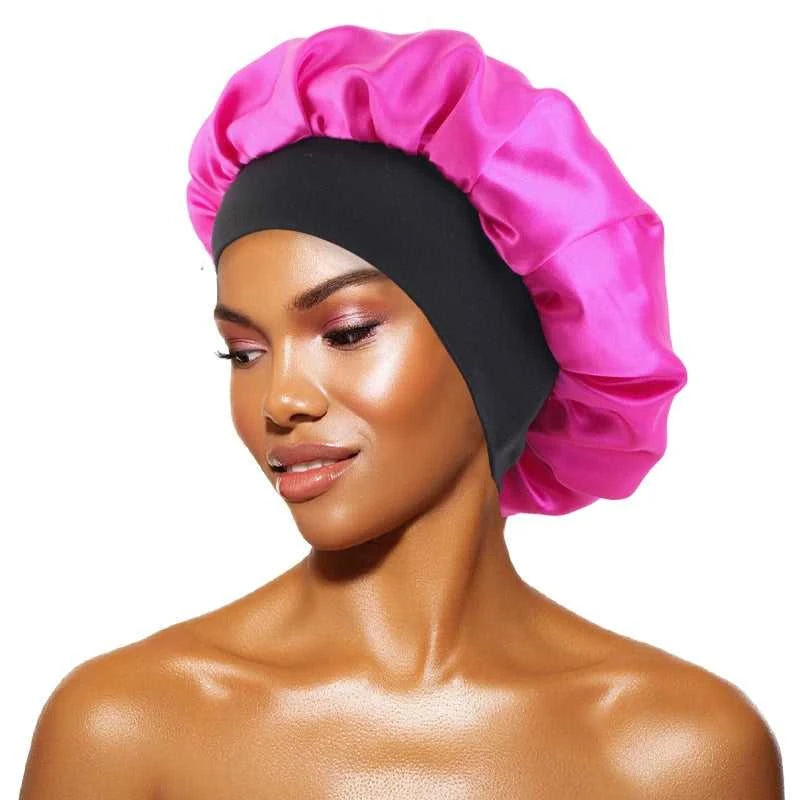 Women's Satin Solid Bonnets Wide-brimmed Night Sleeping Bathing Hat Unisex Head Wrap Elastic Band Cap Hair Care Bonnet Éditions Traditions & Modernité Inc. 185982499;20260611;1781193899An1Ce