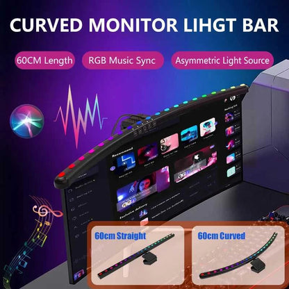 Eye-Care 60cm Curved Monitor Screen Light LED Desk Lamp RGB Backlight USB Night Light Dimmable Table Lamp For Reading Gamming Éditions Traditions & Modernité Inc. 184322600;2026054;1777904363yf1fo