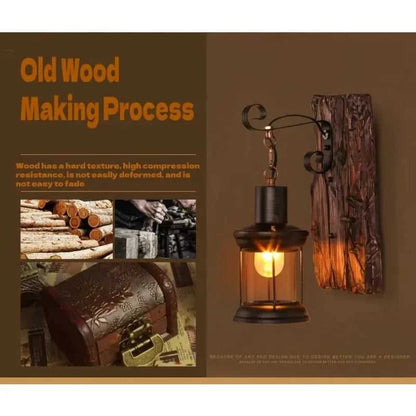 Rustic Wood and Iron Wall Sconce for Warm Lighting