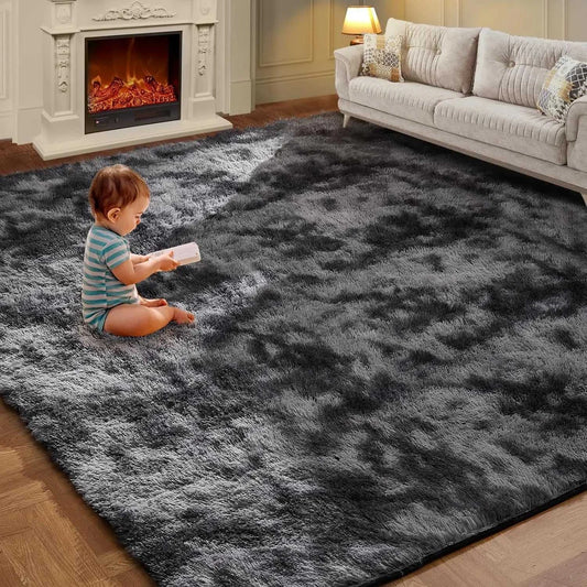 VIKAMA Tie-Dye Plush Carpet Living Room Decoration Soft Fluffy Home Mat Children's Room Baby Crawling Non-Slip Blanket Éditions Traditions & Modernité Inc. 186083195;20260613;1781386245LjUFR