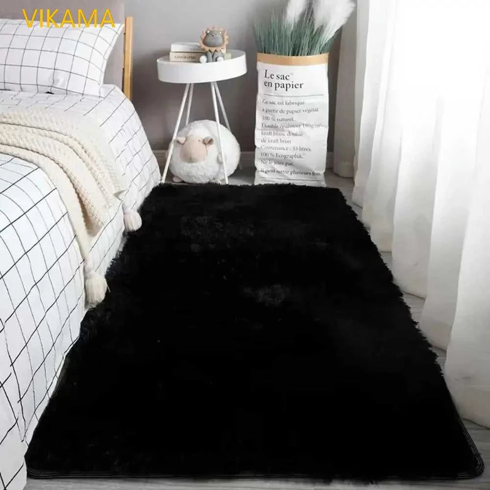 VIKAMA Simple Silk Wool Plush Carpet Bedroom Living Room Bed Blanket Solid Color High-Grade Soft Blanket Room Coffee Table Mat Éditions Traditions & Modernité Inc. 186643081;20260626;1782518268vdaCn